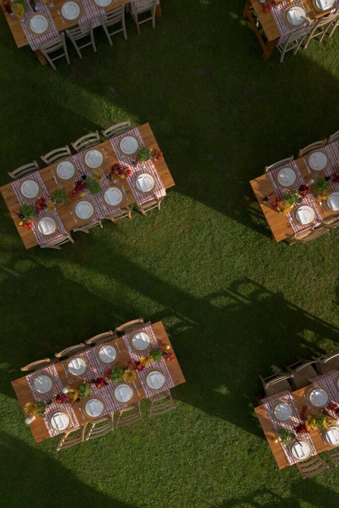 pizza party wedding italy drone shot 