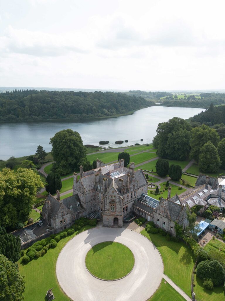 Ireland castle drone shot