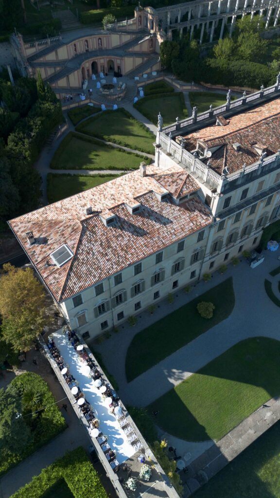 Villa Bettoni Drohnenaufnahme Gardasee Hochzeit 