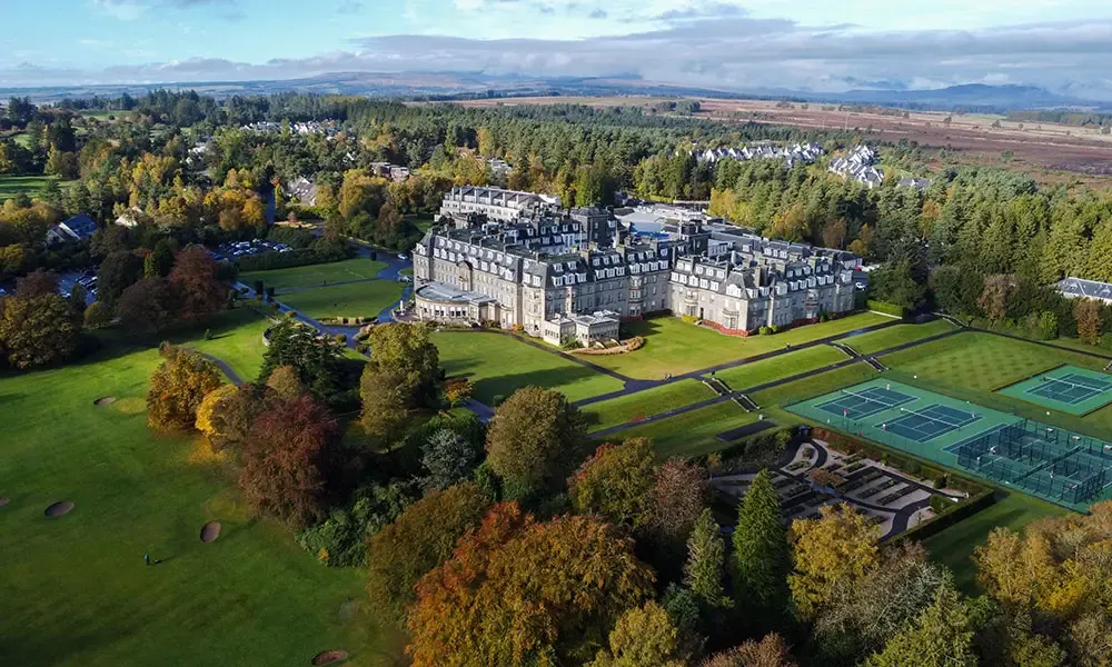 gleneagles Location Drohnenaufnahme Heiraten in Großbritannien