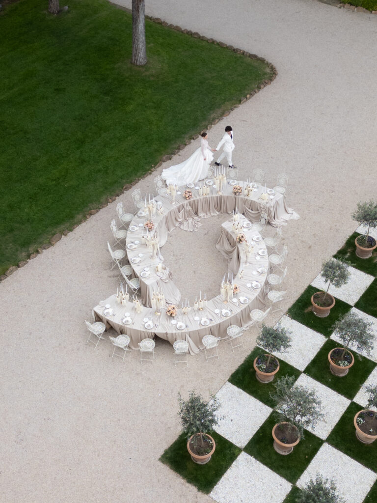 Table setting Drohnenaufnahme Villa Aurelia in Rom 