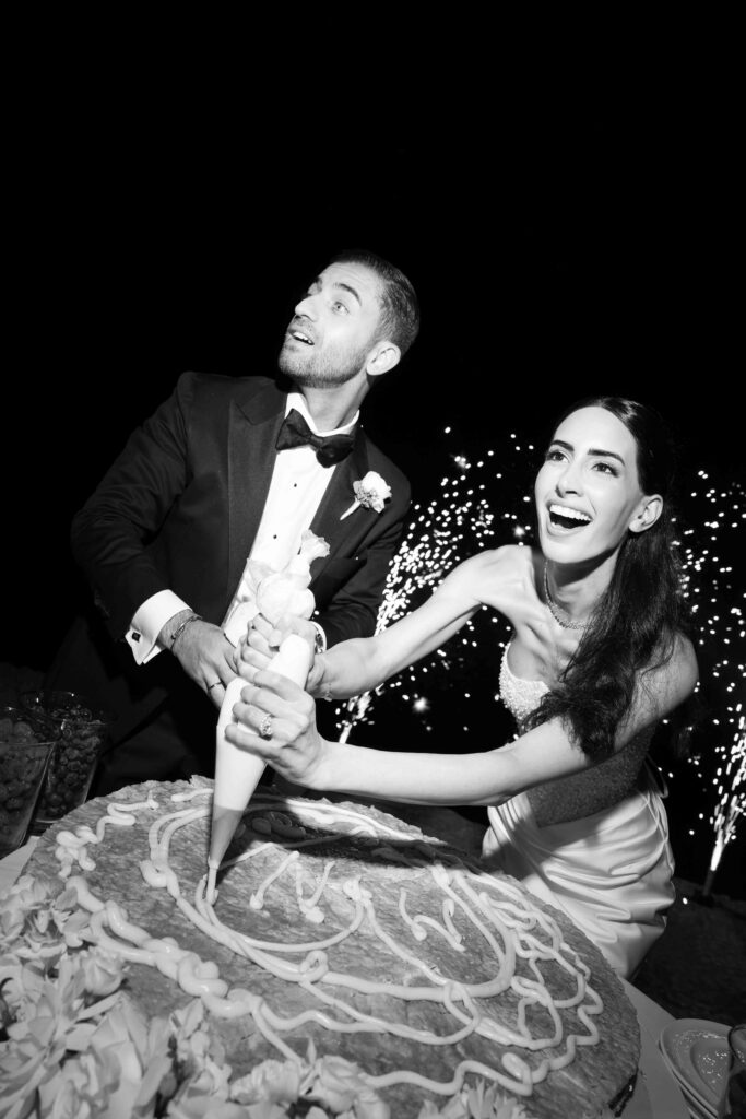 Lake Como Wedding Couple Cake Cutting